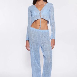 Evy Pants In Cloud Blue Weave
