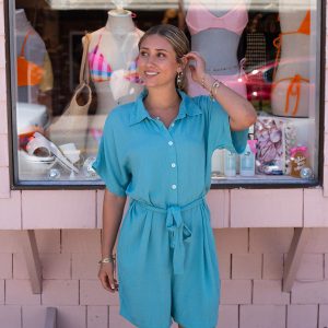 Myrla Romper In Aqua