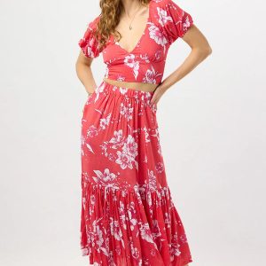Selkie Skirt In Blooming Orchid Red