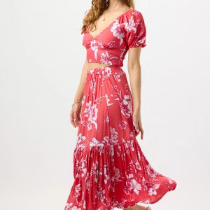 Selkie Top In Blooming Orchid Red