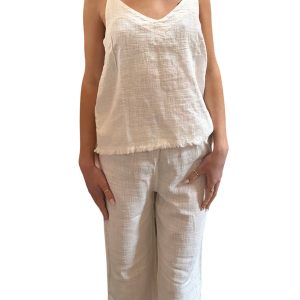 V-Neck Skinny Strap Cami Pearl