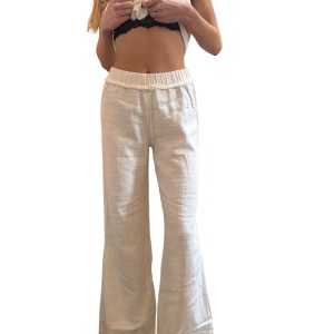 Raw Edge Detail Pant Pearl