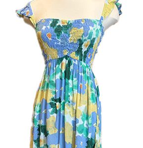 Hollie Mini Dress Watercolor Dreams Teal Yellow