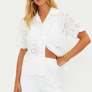 Lexie Top In White Magnolia Eyelet