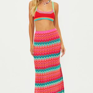 Ivana Skirt Strawberry Ice Chevron