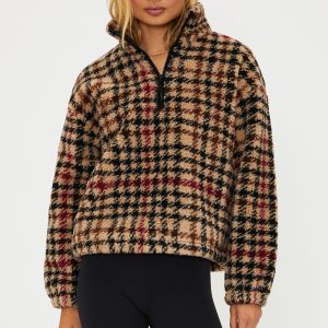 Leona Sherpa Midnight Houndstooth